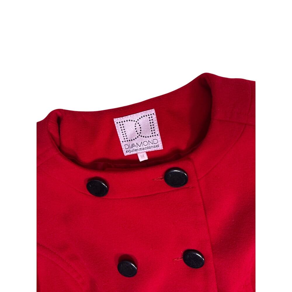 Red Cotton Winter Coat Women’s US 10/L 3/4 Sleeve Hoodless Classic Overcoat - Picture 2 of 5
